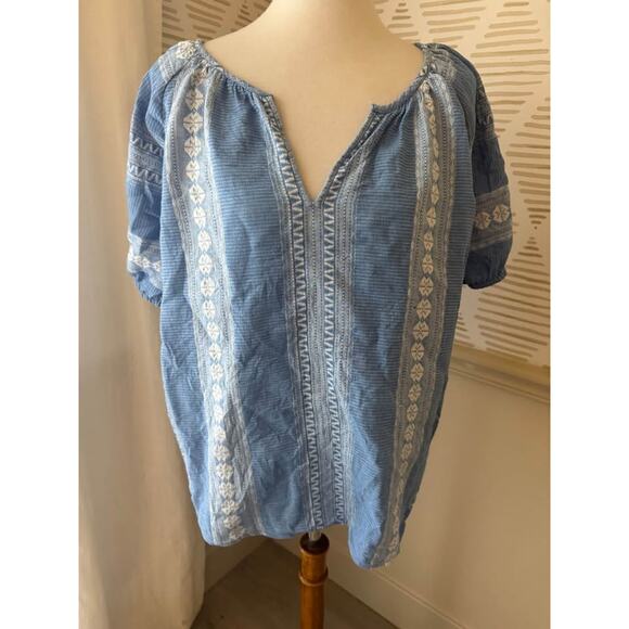 Ivy Jane Women’s XL Blue Over the Border Embroidered Top Blouse - Picture 2 of 9